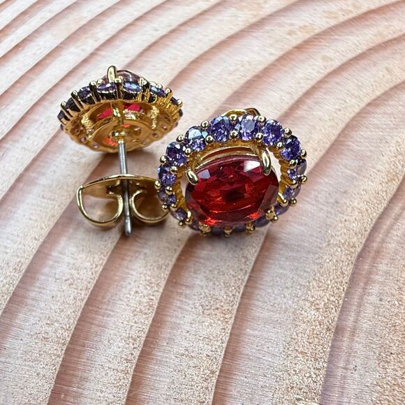 Kate Spade Victoria Earring Studs Red and Purple - Picture 6 of 14